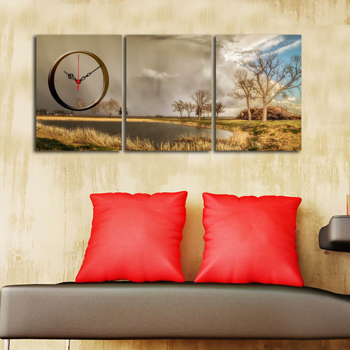 Wallity Reloj de Pared de Lienzo Decorativo 3 Piezas Multicolor Wallity Reloj de Pared de Lienzo Decorativo 3 Piezas Multicolor